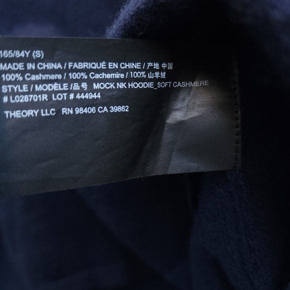 Theory Mock Neck Hoodie Soft Cashmere Pullover Sweater - Picture 4 of 7